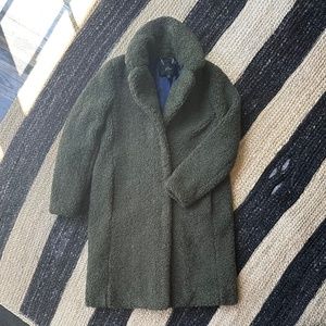 NWT J.CREW TEDDY SHERPA COAT IN FROSTED OLIVE GREEN - COZY FURRY JACKET - XS